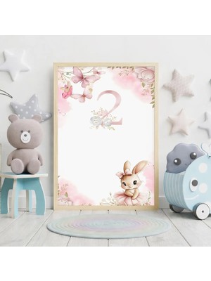 Voba Store Çocuk Odası Doğum Günü Yaş Konseptli Çerçeve Görünümlü 2 Yaş Mdf Tablo-62