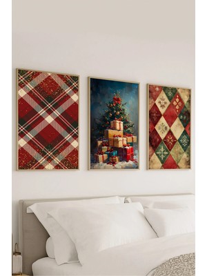 Voba Store 3 Parça Yılbaşı Temalı Çerçeve Görünümlü Mdf Tablo SETI-125