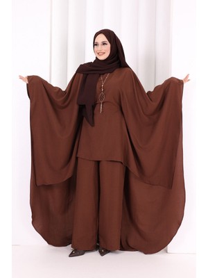 Bym Fashion Kolyeli Tunik Pantolon Takım 8026 Kahverengi