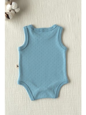 Mimu Baby %100 Pamuk Pointel Çıtçıtlı Bebek Zıbın - Mavi