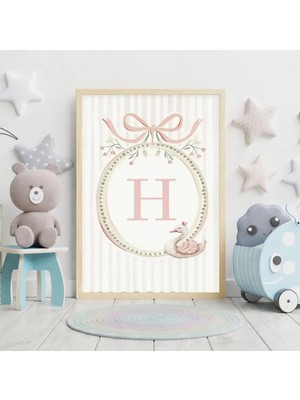 Voba Store Voba- Kişiselleştirilmiş Baş Harfli Çocuk Odası Çerçeve Görünümlü Tablo Mdf Tablo-81