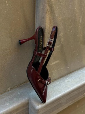 Erva'nın Butiği Bordo Rugan (Casey) Toka Detay Kadın Stiletto