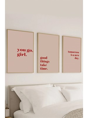 Voba Store 3 Parça Yazı Temalı Çerçeve Görünümlü Mdf Tablo Seti-71