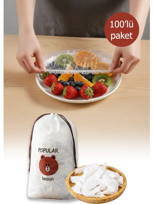 100 Adet Pratik Tazeliği Koruyan Tencere ve Tabak Bonesi Çok Amaçlı Kapak Gıda Bonesi