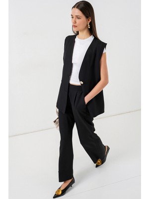 Bigdart Kadın Yelek Pantolon Ikili Takım 30086 - Siyah