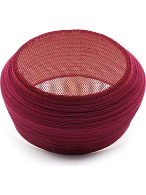 Sarıkhane Fileli Sarık – Bordo Kumaş – Bordo Takke – Yuvarlak Sarım – Fileli – 7 Metre
