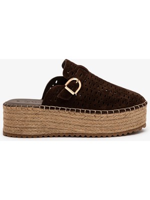 Louis Cardy Solina Kahverengi Süet Deri Kadın Espadril Terlik