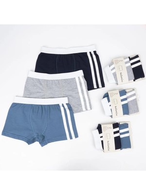 Katamino Portugo Ikili Erkek Çocuk Boxer - Gri-Lacivert (1ADET Gönderilecektir)