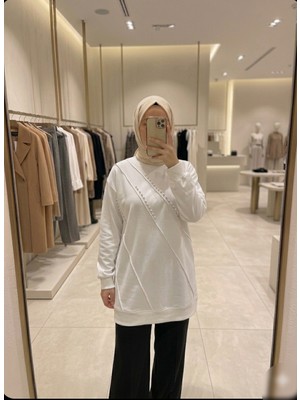 Azram Fashion Kadın Sıralı Inci Detaylı Tesettür Tunik