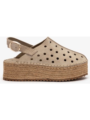 Louis Cardy Nocta Bej Süet Deri Kadın Espadril Sandalet