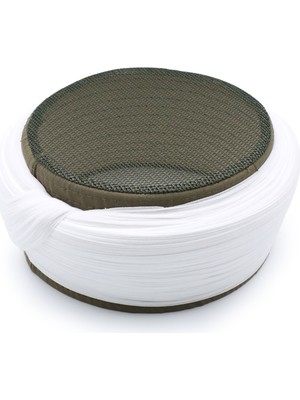 Sarıkhane Fileli Sarık – Beyaz Kumaş – Yeşil Takke – Düz Sarım – Fileli – 7 Metre