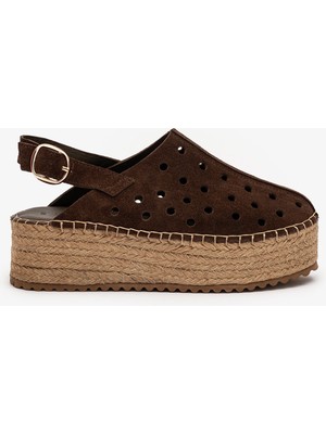 Louis Cardy Nocta Kahverengi Süet Deri Kadın Espadril Sandalet