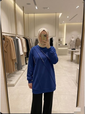 Azram Fashion Kadın Sıralı Inci Detaylı Tesettür Tunik