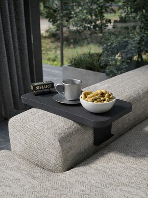 Yan Sehpa Ayarlanabilir Tepsi Dikdörtgen Dekoratif Modern Yatay Dikey Koltuk Sehpası Antrasit