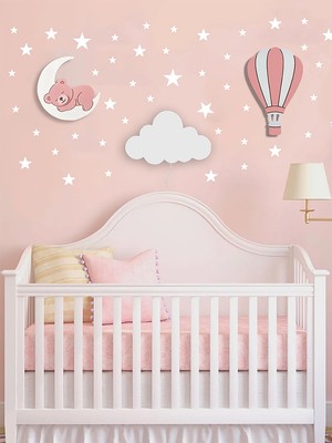 Ayıcık Bulut Balon 56’lı Sticker Seti Pembe