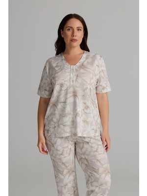 Hays Kadın Plus Size Viskon Kısa Kollu Pijama Üstü