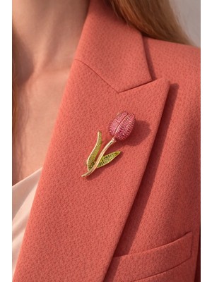 Pembe Lale Iğneli Broş