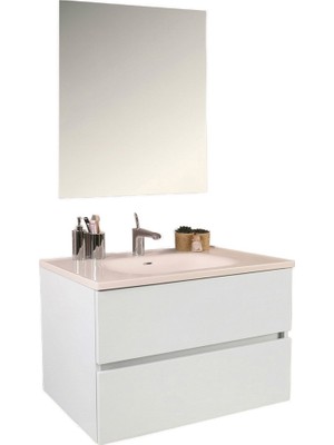 Kobos Simple 80 cm Çekmeceli Banyo Dolabı Seti Bianco