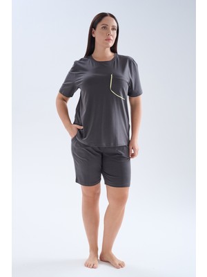 Hays Kadın Plus Size Pamuklu Kısa Kollu Şortlu Pijama Takımı