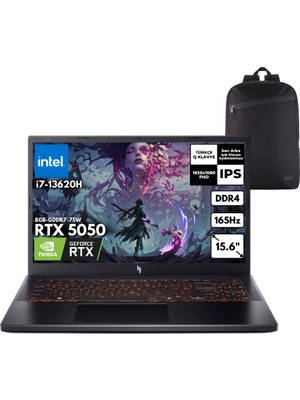 Acer Nitro V15 I7-13620H 40GB 1 Tbssd RTX5050 (8GB-GDDR7-75W) 15.6" Fhd 165Hz Freedos + Hmf Sırt Çantası NH.QZ7EY.005HMF4
