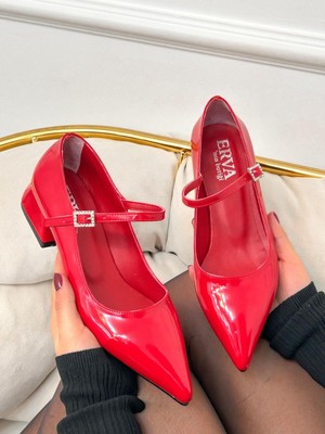 Erva'nın Butiği Kırmızı Rugan (Kylie) Kadın Topuklu Ayakkabı
