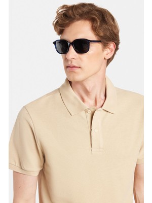 Tudors Erkek Slim Fit Dar Kesim %100 Pamuk Bej Polo Yaka Tişört