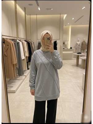 Azram Fashion Kadın Sıralı Inci Detaylı Tesettür Tunik