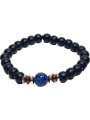 JTSS26BLK1842 Ceyt Onyx Hematit Doğaltaş Siyah 8 mm Garantili Esnek Janti Bileklik