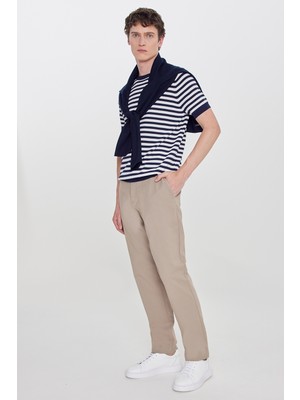 Altınyıldız Classics Pamuklu Slim Fit Dar Kesim Yan Cepli Armürlü Esnek Pantolon