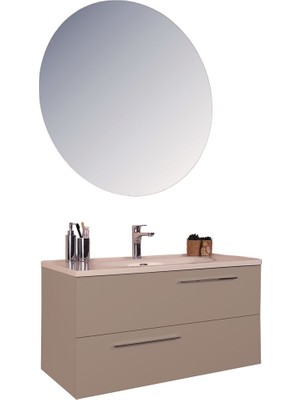 Kobos Serenity 100 cm Banyo Dolabı Seti Latte