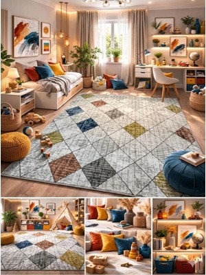 Dinarsu Renkli Jel Kesme Halı Yolluk