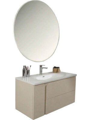 Kobos Future 100 cm Banyo Dolabı Seti Vanilla Grey