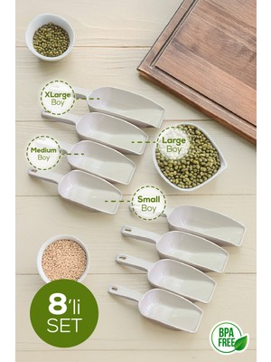 PremiumPort 8'li Plastik Erzak Kürek Seti, Pratik ve Dayanıklı Mutfak Gereçleri