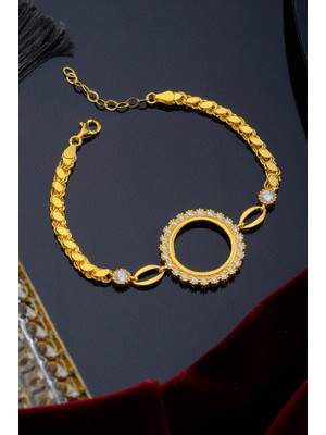 INNUENDO JEWELRY 925 Ayar Gümüş Halka Detaylı Çeyrekli Bileklik
