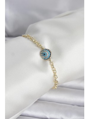 İlk El Grup Pirinç Gold Renk Nazar Model Kadın Bileklik IEGBJTR-RS34