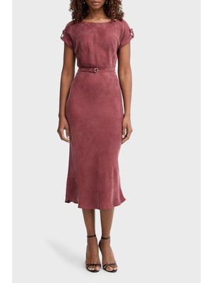 Guess Kemerli Bisiklet Yaka Midi Boy Elbise W6GK50W1950 Bayan Elbise W6GK50 W1950 G594