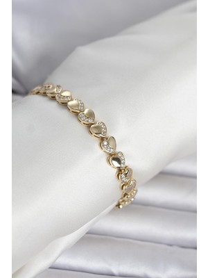 Pileli Store Xuping Kalp Model Gold Renk Kadın Bileklik
