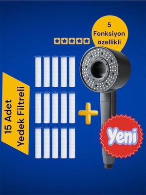 15 Adet Yedek Filtreli Yemi Model Lüks Duş Başlığı Kireç Önleyici Özellikli