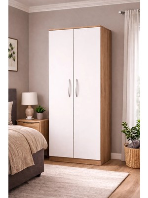 T Designo Açelya Giyinme Dolabı - Çok Amaçlı Dolap - Gardırop 80 Cm-2 Kapaklı