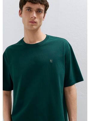 Mavi Mavi Mühür Logo Nakışlı Yeşil Tişört 0613436-85173