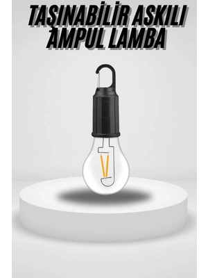 Eco Port Taşınabilir Askılı Ampul Kamp Lambası Askılı Type-C Şarjlı Bahçe Lambası