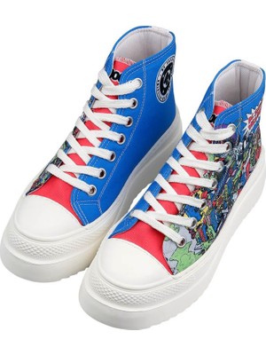Dogo Kadın Vegan Çok Renkli Kalın Taban High Sneakers - Warner Bros Dc Villains Tasarım
