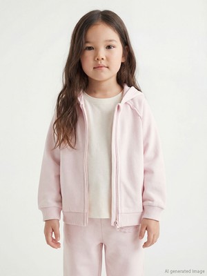 Lcw Pembe Kapüşonlu Kız Çocuk Kalın Fermuarlı Sweatshirt