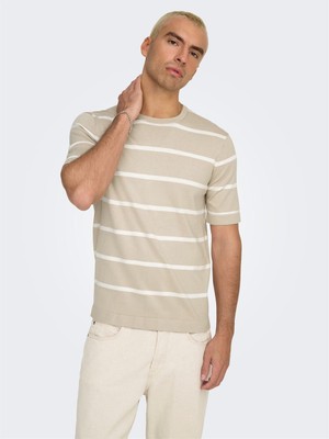 Only & Sons Onswyler Lıfe Reg 14 Ss Strıped Knıt Erkek Gri Kazak - OS22032764