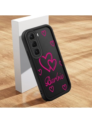 HONTINGA Infinix Hot 60 ile Uyumlu Kılıfı Düşüme Önleyici Basitlik Anti Düşme Kamera Korumali Şirin Kedi Kalp Siyah Desen Yumuşak Silikon Telefon Kılıfı Kadın ve Erkek Için Uygundur K2-0055