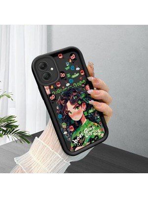 HONTINGA Samsung Galaxy A05 ile Uyumlu Kılıfı Düşüme Önleyici Basitlik Anti Düşme Kamera Korumali Güzel Kız Siyah Desen Yumuşak Silikon Telefon Kılıfı Kadın ve Erkek Için Uygundur K2-0058