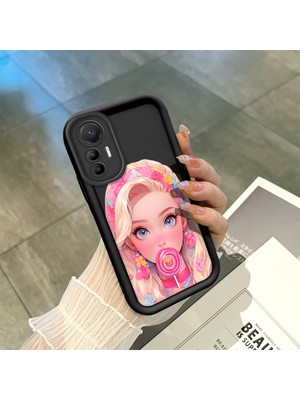 HONTINGA Xiaomi Mi 13 Lite ile Uyumlu Kılıfı Düşüme Önleyici Basitlik Anti Düşme Kamera Korumali Güzel Kız Siyah Desen Yumuşak Silikon Telefon Kılıfı Kadın ve Erkek Için Uygundur K2-0058
