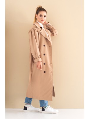 Pleated Kadın Trençkkot Oversize