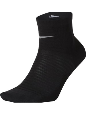 Nike Spark Lightweight Running Ankle Quarter Socks Dri-Fit Reflektörlü Bilek Tekli Koşu Çorabı Siyah