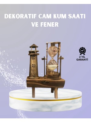 Eco Port Ahşap Kum Saati ve Deniz Feneri Figürü Bir Arada – Ev & Ofis Dekorasyonu